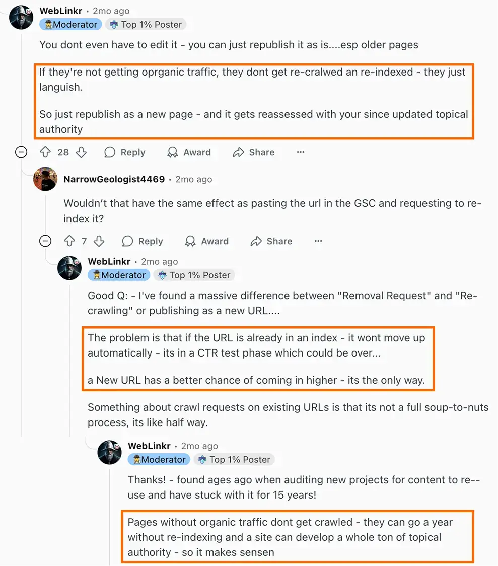 The SEO hack originating on the SEO subreddit - from user WebLinkr.