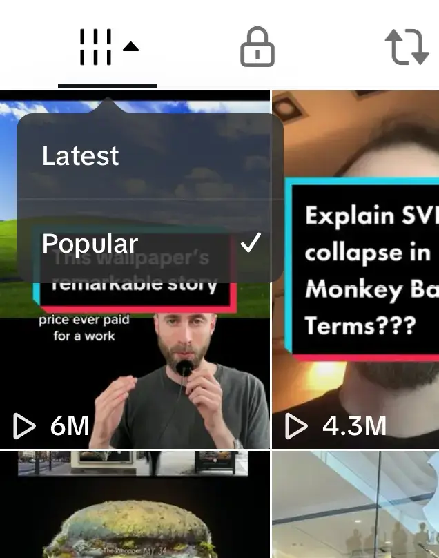 Sorting TikTok videos by most popular