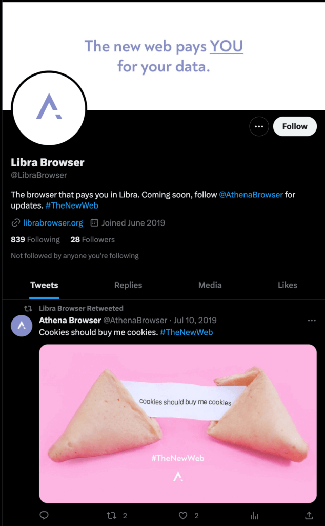 One of the strategic Twitter accounts we made to capitalize on the hype around Facebook's Libra project