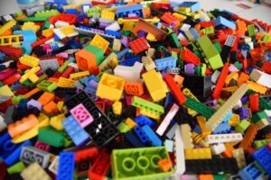 A huge pile of Lego bricks