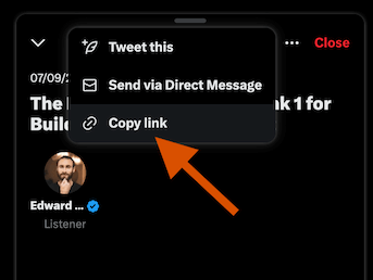 How to copy a TwitterX Space direct URL