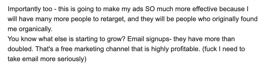 A great review for Compact Keywords, my SEO course. Angel continued his testimonial to say Compact Keywords will make his ad retargeting more effective and his email signups have already more than doubled - only a month after purchasing the course.