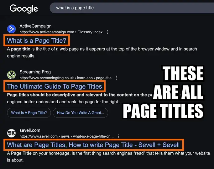 SEO page title examples.