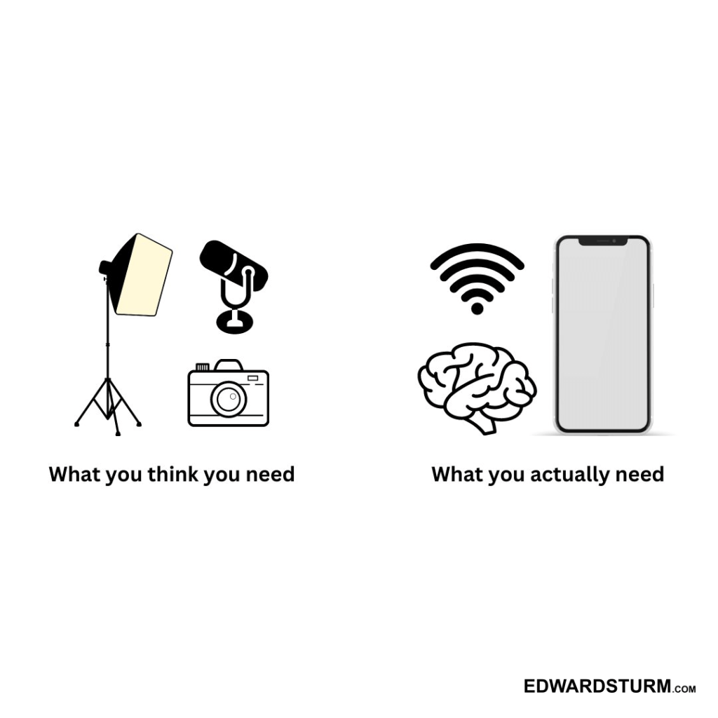 People think they need a lot of fancy equipment to create good content. All they actually need is a cell phone and wifi.