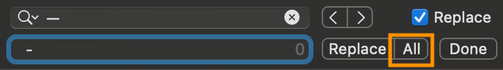 Replacing all em dashes "—" with " - "
