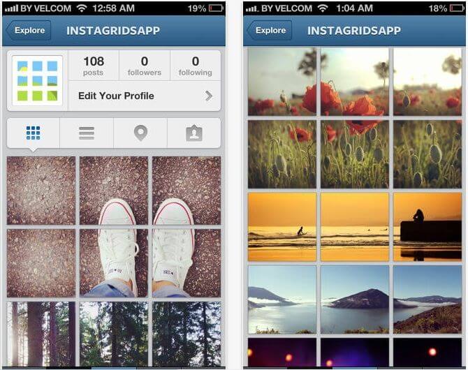 An Instagram grid collage mobile application.