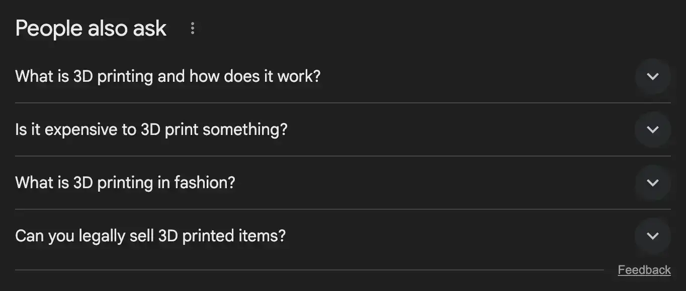 Google search results “People also ask” section showing questions demonstrating easy SEO keyword opportunities