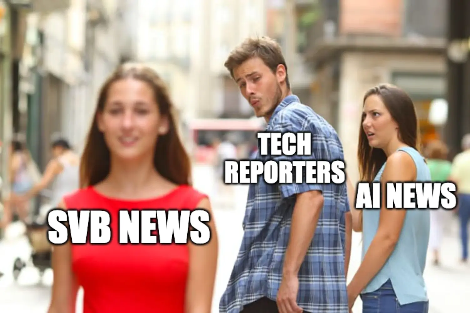 Tech reporters' obsession with AI has temporarily been shifted to the Silicon Valley Bank collapse. However, by merging the two into one video, I created something that is hyper-topical.