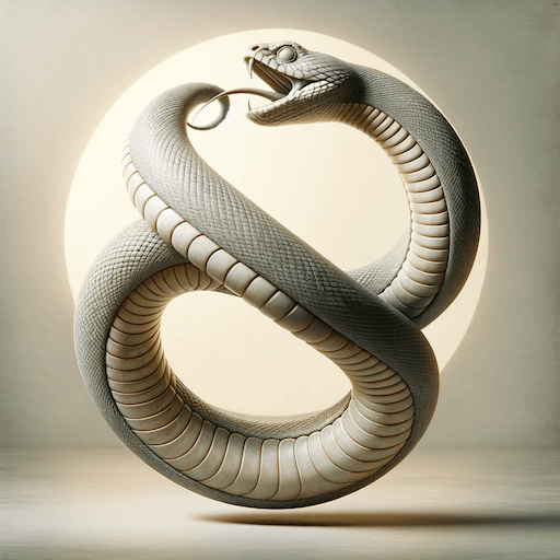 The Ouroboros represents a large language model being trained off of AI generated content, ruining the model