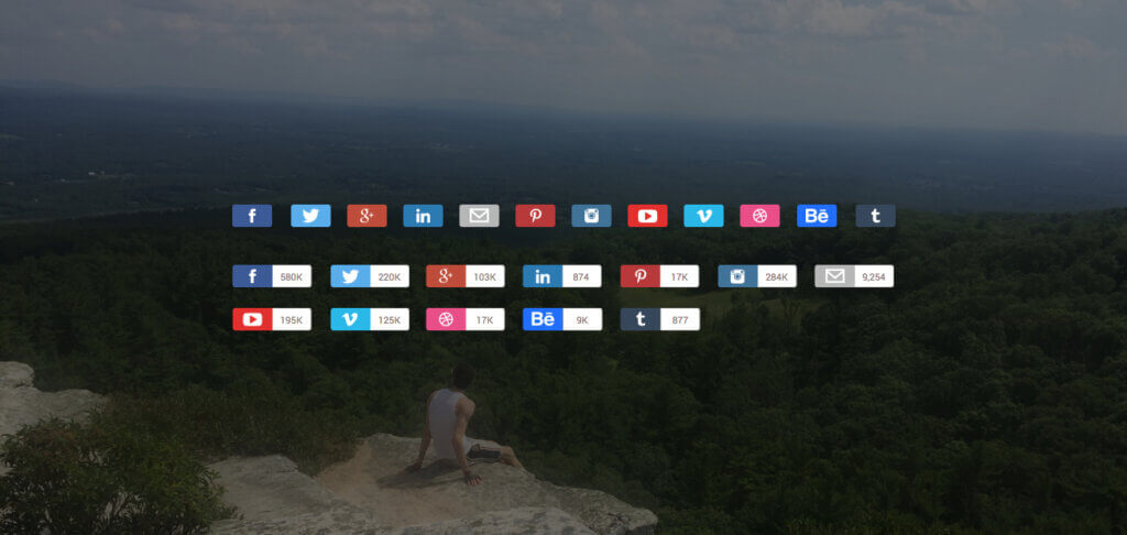 Social icons over an image of Edward on a cliff