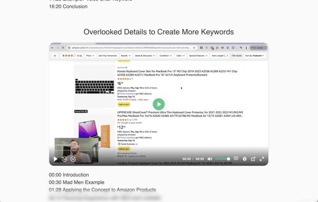 Screenshot from the Compact Keywords - Finding Keywords - section.