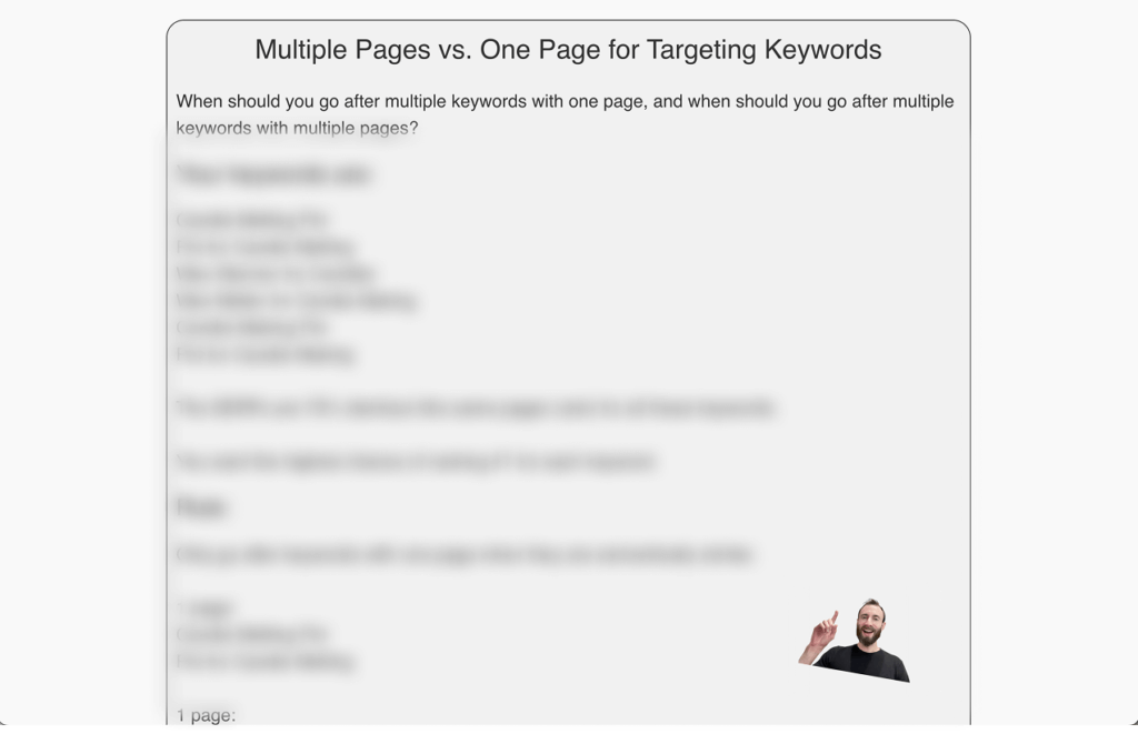 Screenshot from the Compact Keywords - Finding Keywords - section. When to target multiple keywords with one page vs. multiple pages.