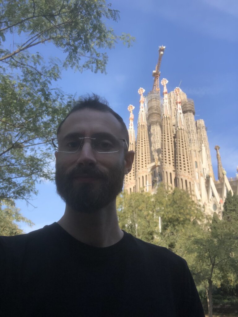 Edward Sturm at the Basilica de la Sagrada Familia in Barcelona, Spain in 2022.