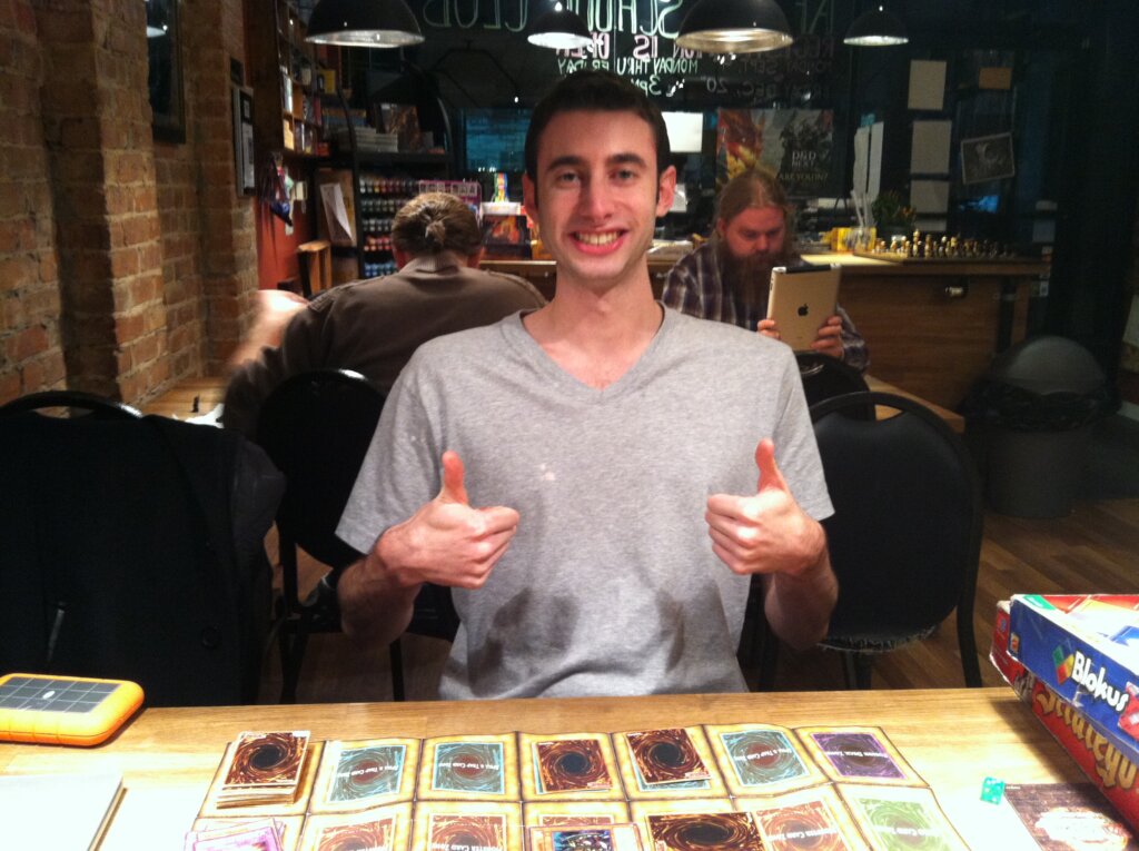 Edward Sturm playing Yu-Gi-Oh in Brooklyn, NYC in 2013.