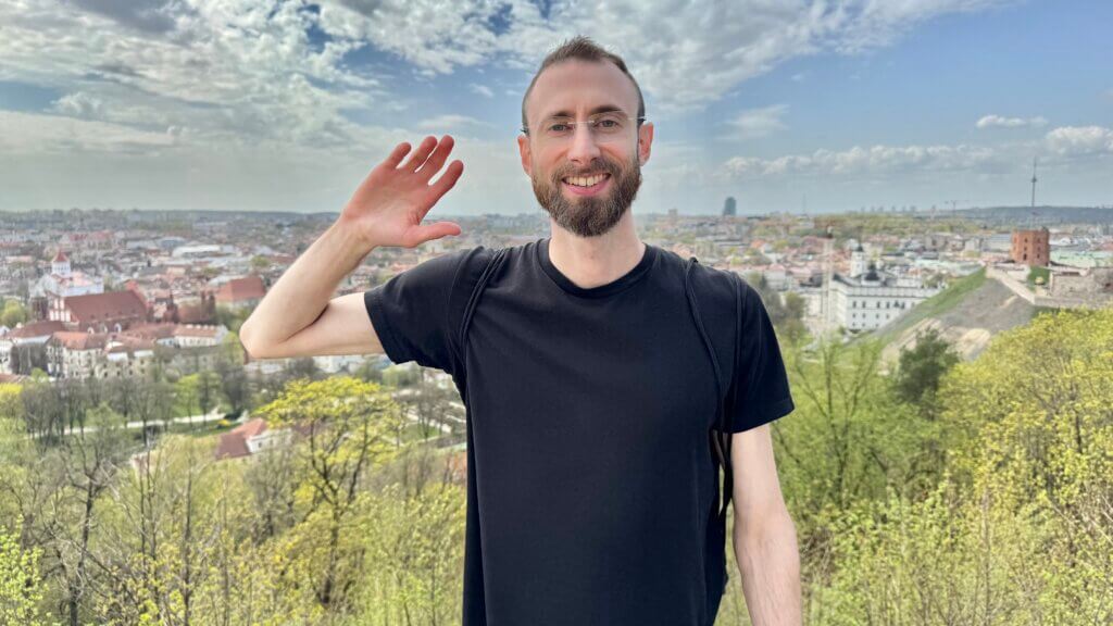 Edward Sturm on top of Kalnų Parkas in Vilnius, Lithuania in Spring 2025.