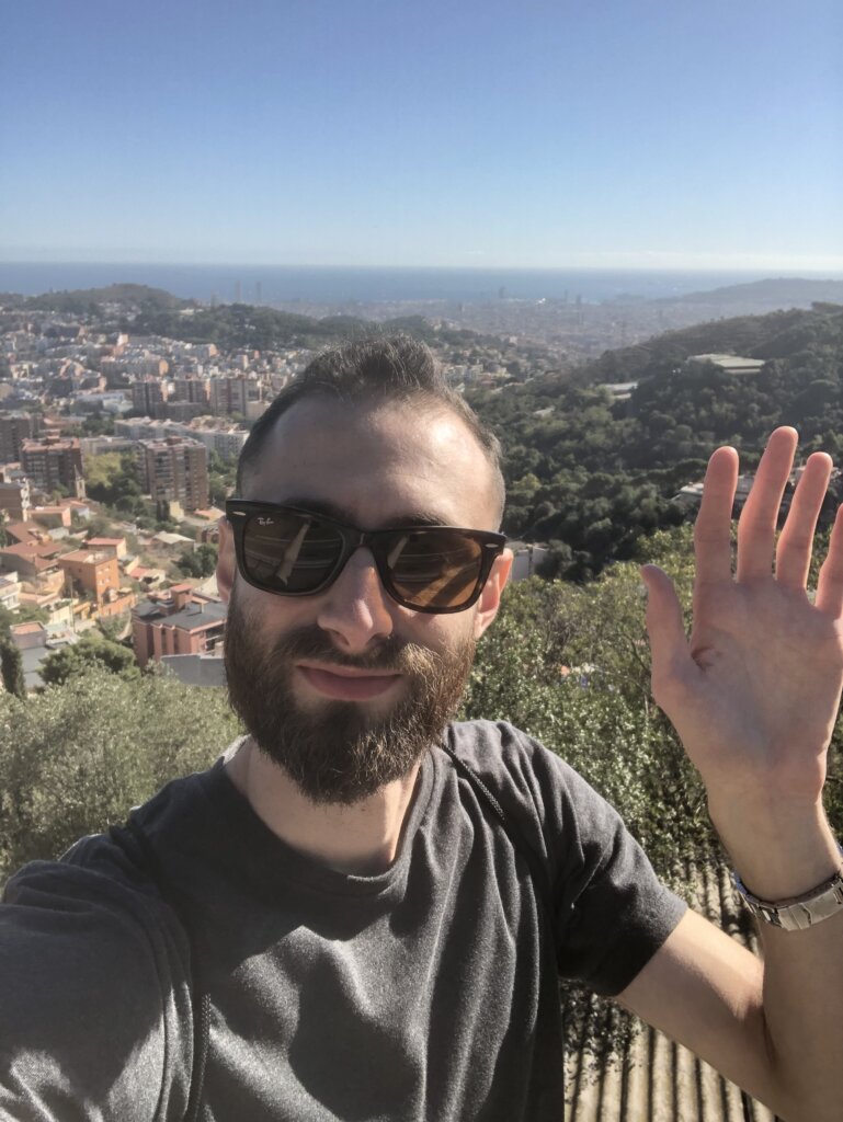 Edward Sturm at a lookout in Barcelona, Spain in 2022.