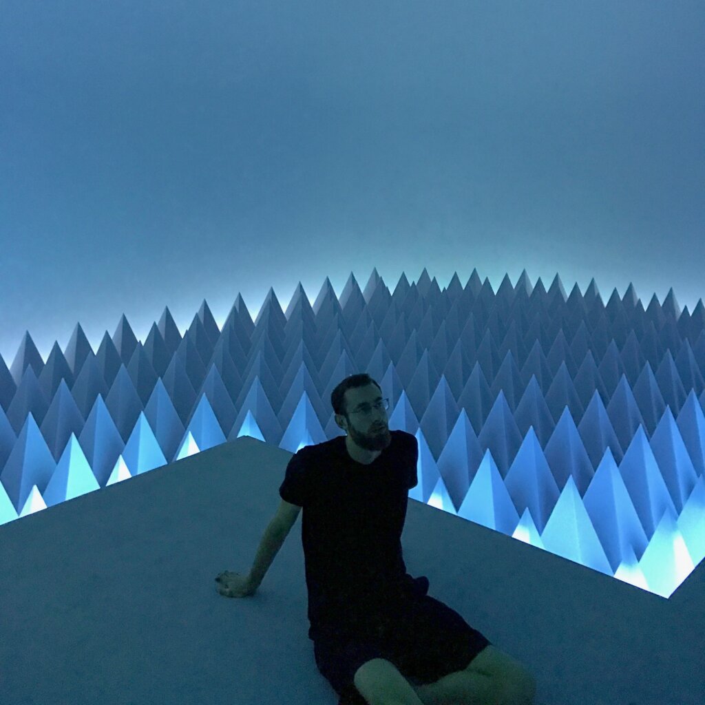 Edward Sturm at the Doug Wheeler PSAD Synthetic Desert exhibit in the Guggenheim Museum in NYC, 2017.