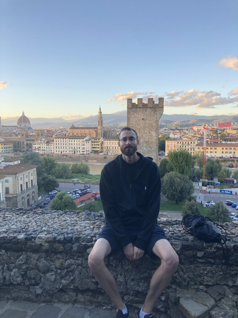 Edward Sturm at a lookout in Florence, Italy in 2022.