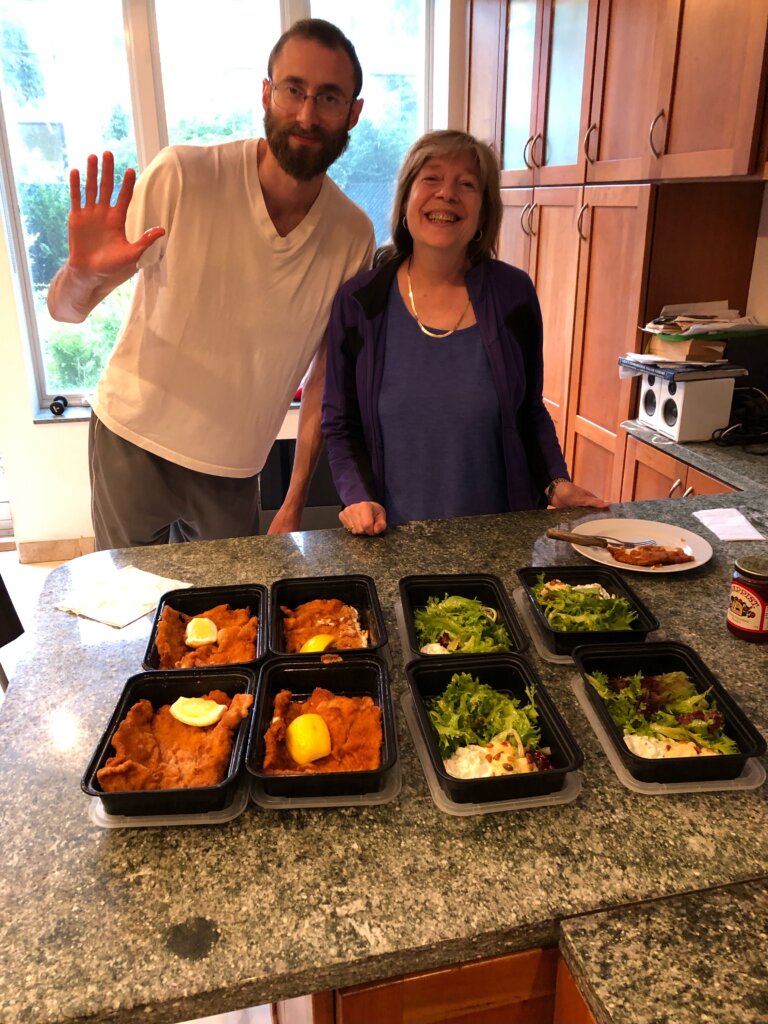 Edward Sturm and his mother at dinner in Brooklyn, NYC in 2022.