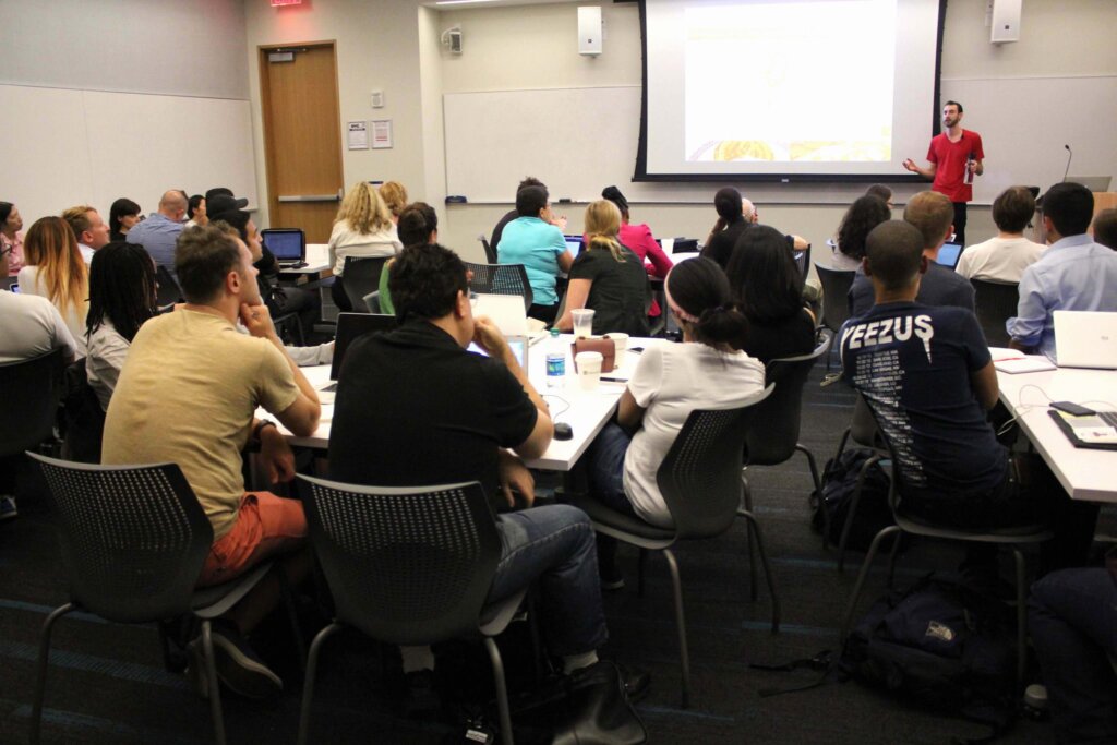 Edward Sturm teaching a class on SEO at the Times Square Microsoft offices in 2016.