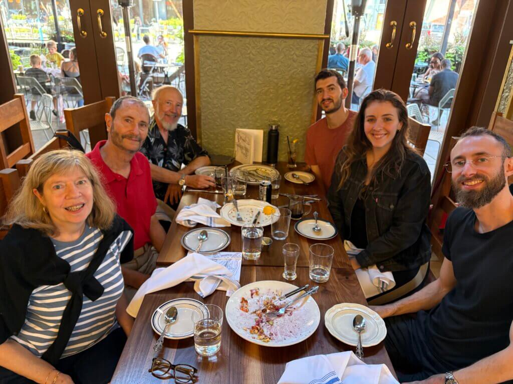 Edward Sturm with his parents, brother, sister-in-law, and uncle at a restaurant in Chicago in 2026.