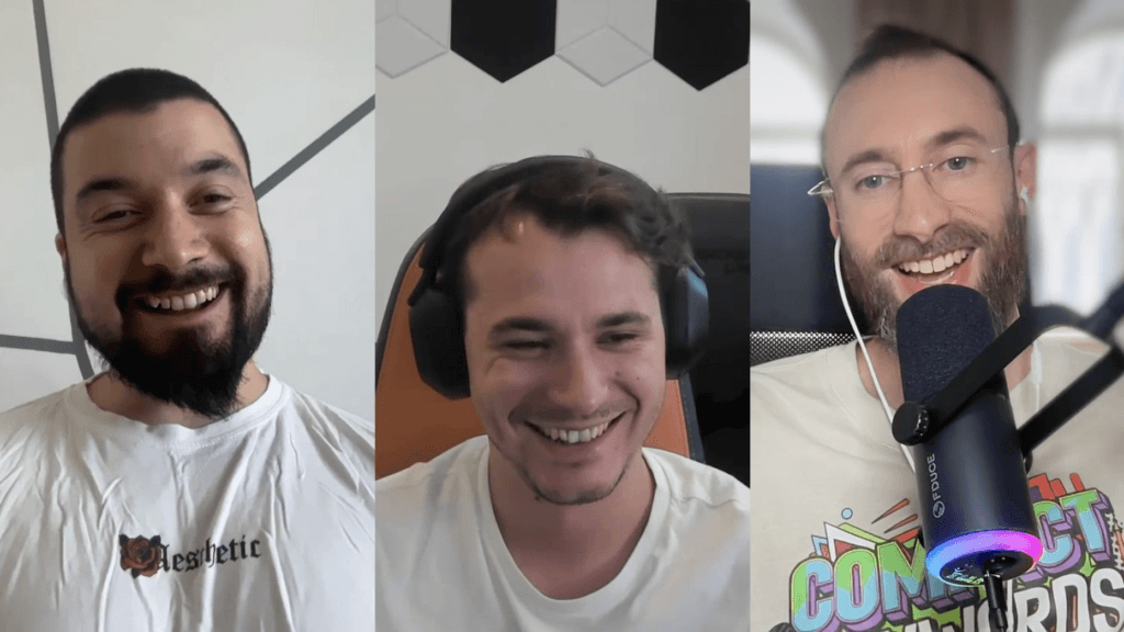 Edward Sturm, Koray Tuğberk GÜBÜR, and Charles Floate recording an episode of The Edward Show. "There Is No #1 Ranking Anymore: Koray Tuğberk GÜBÜR & Charles Floate on SEO's New Rules" - Episode 1121 - July 2026.