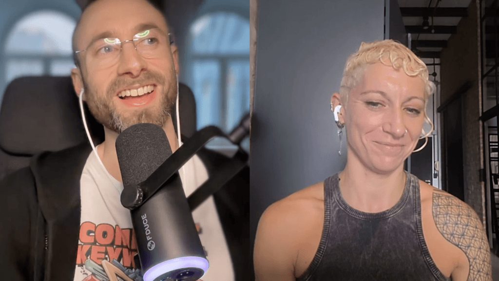 Edward Sturm and Lily Ray recording an episode of The Edward Show. "The Future of SEO: Lily Ray on Google Updates, AI Search & GEO Spam" - Episode 987 - March, 2026.