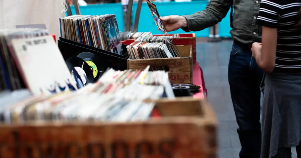 Collectors searching for rare vinyl records.